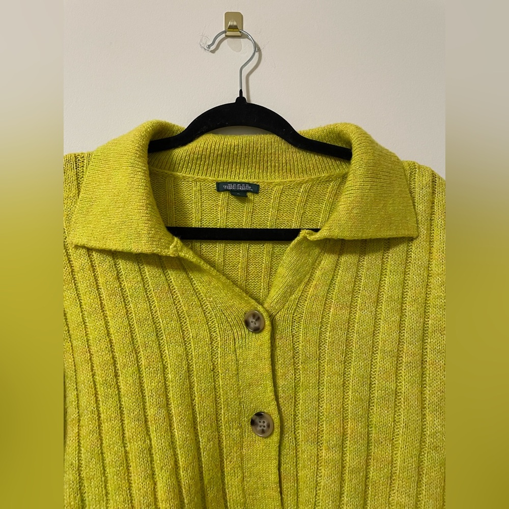 Wild Fable Yellow Ribbed Cardigan Sweater - Picture 3 of 8